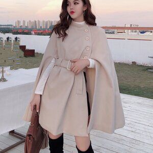 Veste Wool Blend Poncho Cape | Women Fall Jacket Winter Coat